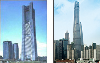 ランドマークタワーとタイペイ101のエレベーター